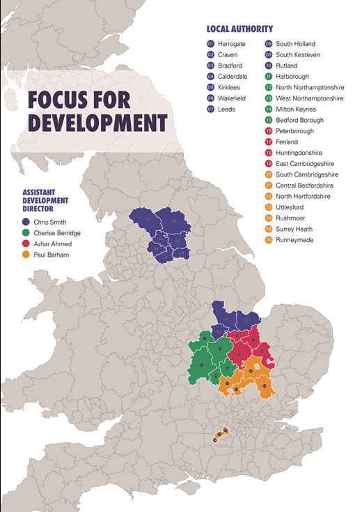 A map showing our focus for development